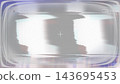 Abstract glitch camera viewfinder frame with crosshair, battery icon and distorted gray and white horizontal shapes with purple edges 143695453