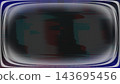 Retro CRT television screen with dark blurred center, rippled teal and maroon glitch streaks and rounded white glossy bezel on deep blue border 143695456