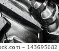 Close view of raised tread blocks on a rubber tire surface 143695682