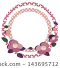 A circular New Year's frame featuring a Shippo pattern and camellia and plum blossoms (no text). A circular New Year's frame featuring a Shippo pattern and camellia and plum blossoms (no text). 143695712