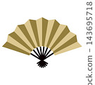 A Japanese-style illustration of a golden open fan - New Year's decoration material A Japanese-style illustration of a golden open fan - New Year's decoration material 143695718