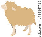 A full-body illustration of a fluffy beige sheep standing sideways. A full-body illustration of a fluffy beige sheep standing sideways. 143695719