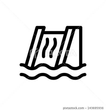 Hydroelectric Dam Power Plant Line Icon Vector Hydroelectric Dam Power Plant Line Icon Vector 143695938
