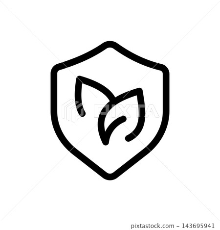 Eco Shield Leaf Environmental Protection Line Icon Vector Eco Shield Leaf Environmental Protection Line Icon Vector 143695941