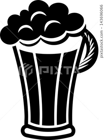 Classic Beer Mug with Foam Black and White Vector Illustration Classic Beer Mug with Foam Black and White Vector Illustration 143696066