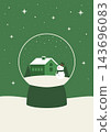 Snowball with a snowman and a house. 143696083
