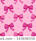 Seamless pattern with cute bows and hearts, romantic background for Valentine's Day 143696556
