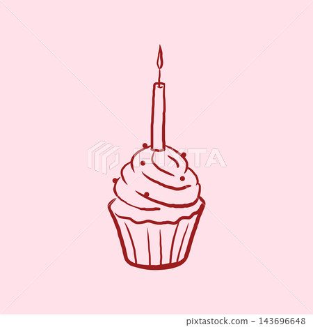 Cupcake with a lit candle Cupcake with a lit candle 143696648