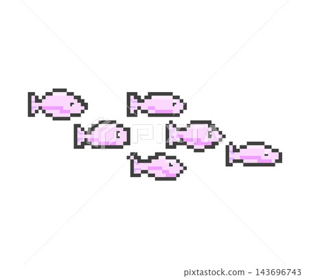 Pixel art of a school of fish (pink) 143696743