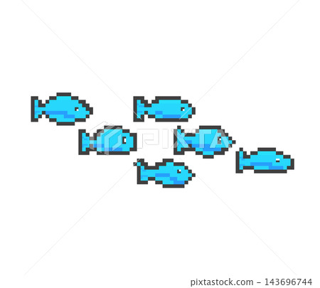 一群魚的像素畫(藍色) 一群魚的像素畫(藍色) 143696744