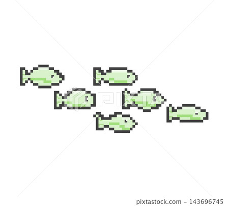 一群魚的像素畫（綠色） 143696745