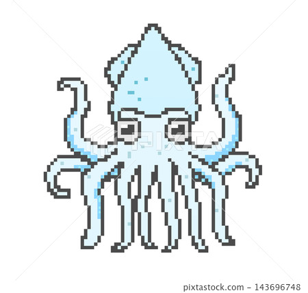 魷魚像素畫(藍色) 魷魚像素畫(藍色) 143696748