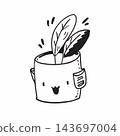 Monochromatic illustration of a fruit plant in a drinkware pot 143697004