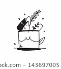 Monochromatic illustration of a fruit plant in a drinkware pot 143697005