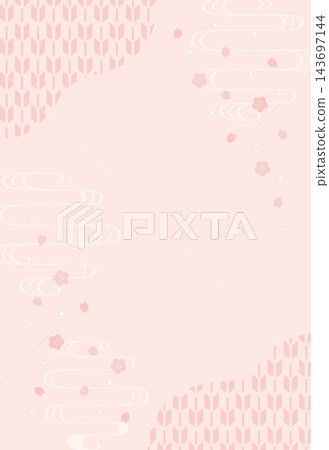 Cherry blossom and Japanese pattern background for New Year's cards and New Year's greeting cards Cherry blossom and Japanese pattern background for New Year's cards and New Year's greeting cards 143697144