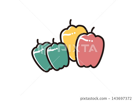 蔬菜的簡單插圖：甜椒和辣椒粉 143697372