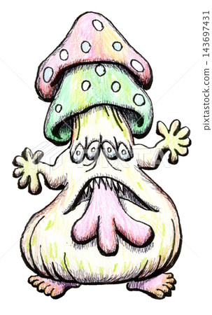 恐怖嚇人的怪物和角色插畫 - 瘋狂蘑菇 - 黃色 恐怖嚇人的怪物和角色插畫 - 瘋狂蘑菇 - 黃色 143697431