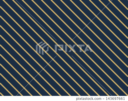 An elegant vector illustration featuring evenly spaced golden diagonal lines against a dark blue background. The sophisticated two-color scheme conveys a sense of luxury. 143697661