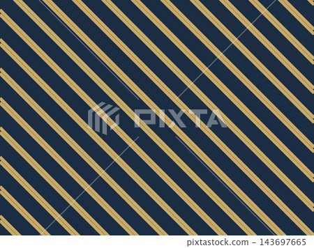An elegant vector illustration featuring a dark blue background with pairs of repeating golden diagonal lines. The subdued color scheme conveys a sense of luxury. 143697665