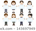 Set of students in uniform holding panels 143697949