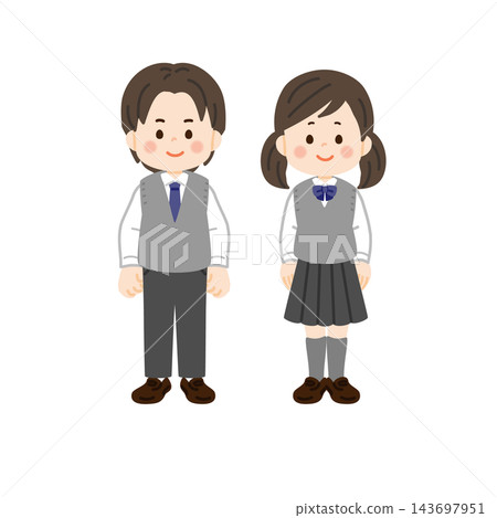 身穿背心式製服的學生 身穿背心式製服的學生 143697951
