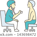 An illustration of a doctor listening to a patient with a stethoscope. An illustration of a doctor listening to a patient with a stethoscope. 143698472