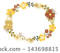 Autumn-colored Scandinavian-style botanical flower wreath frame (transparent PNG) 143698815