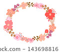 Warm-toned pink Scandinavian-style hand-painted floral wreath frame (transparent PNG) 143698816