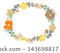 Hand-painted Scandinavian-style flower wreath frame in muted colors (transparent PNG) 143698817