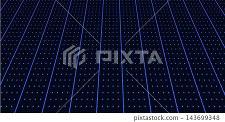 Blue perspective Virtual Technology User Interface HUD Grid. Science Fiction Theme Design, . Hi-Tech Bg. Vector Illustration.  3D FUI Backdrop Design with Depth of Field Effect. 143699348