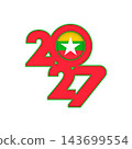 2027 banner with Myanmar flag inside. 143699554