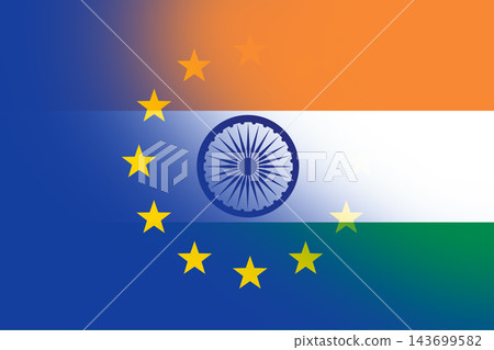 EU and India flag economic and business cooperation. EU and India flag economic and business cooperation. 143699582