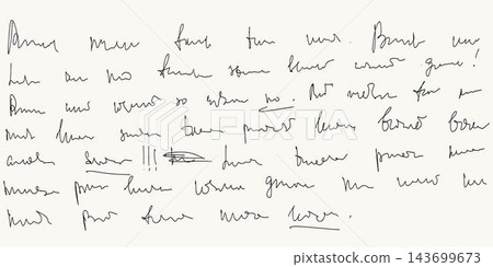 Vector abstract illegible handwritten text. Vintage grunge bad calligraphy script, old book document. illustration of monochrome unreadable handwriting cursive poetry paragraph Vector abstract illegible handwritten text. Vintage grunge bad calligraphy script, old book document. illustration of monochrome unreadable handwriting cursive poetry paragraph 143699673