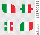 Italy Flag Rounded Shapes and Puzzle Set. 143700151
