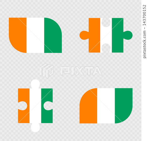 Ivory Coast Flag Rounded Shapes and Puzzle Set. Ivory Coast Flag Rounded Shapes and Puzzle Set. 143700152