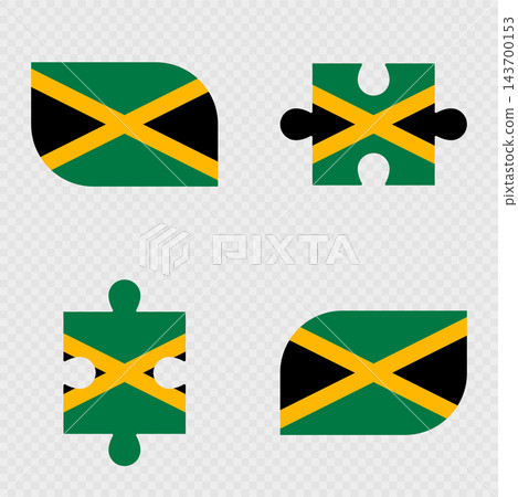 Jamaica Flag Rounded Shapes and Puzzle Set. 143700153