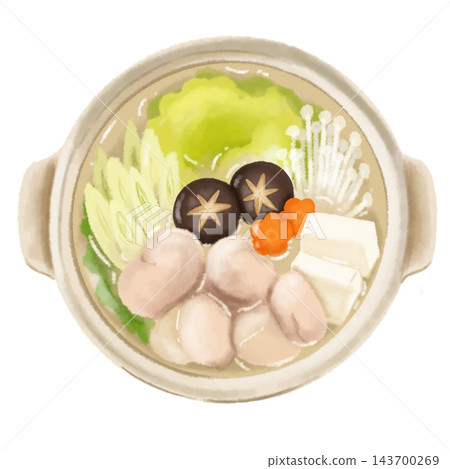 手繪雞肉火鍋插圖 143700269