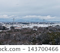 白雪皚皚的山脈和冬季鄉村 143700466