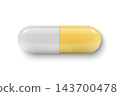 Yellow Capsule Pill, Vector Illustration. 3d Capsule Pill with White Half. Capsule Pill Isolated. Medicine, Pharmacy, Health, Prescription, Treatment, Dosage, Pharmaceutical, Medical Design 143700478