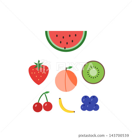 Summer Fruits Mix Flat Vector Icon Set Summer Fruits Mix Flat Vector Icon Set 143700539