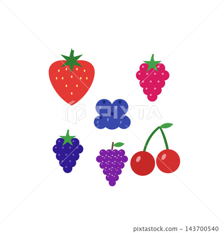 Berries Flat Vector Icon Set 143700540