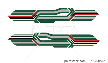 Racing car side body wrap sticker graphic design with abstract stripes. 143700564