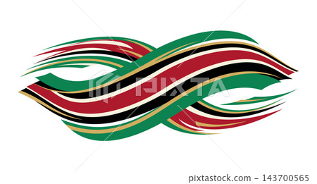 Abstract wavy ribbons with patriotic kenyan flag colors design element. Abstract wavy ribbons with patriotic kenyan flag colors design element. 143700565
