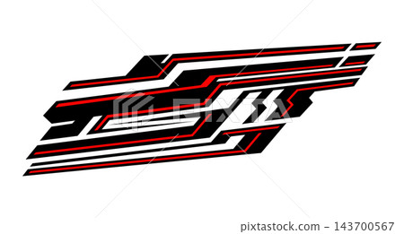 Racing sport car side wrap sticker stripe design with abstract lines red accents. 143700567