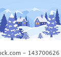 Cozy Winter Cartoon Vector Illustration Peaceful Snowy Mountains 143700626