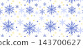 Blue Snowflakes Panoramic Winter Pattern Background 143700627