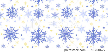 Blue Snowflakes Panoramic Winter Pattern Background Blue Snowflakes Panoramic Winter Pattern Background 143700627