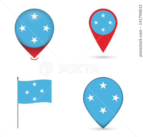 Micronesia Flag Map Pin Icons Set Collection. Micronesia Flag Map Pin Icons Set Collection. 143700632