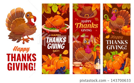 Happy Thanksgiving Day holiday vector banners Happy Thanksgiving Day holiday vector banners 143700633