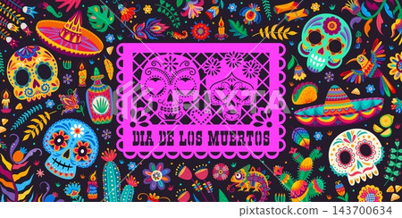Mexican Day of Dead Dia de los Muertos card Mexican Day of Dead Dia de los Muertos card 143700634